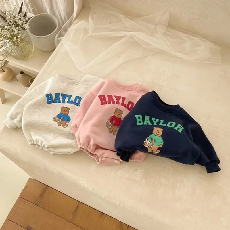 2026 Spring New Baby Long Sleeve Bodysuit Infant Cartoon Casual Jumpsuit Boy Girl Newborn Letter Print Onesie Baby Clothes