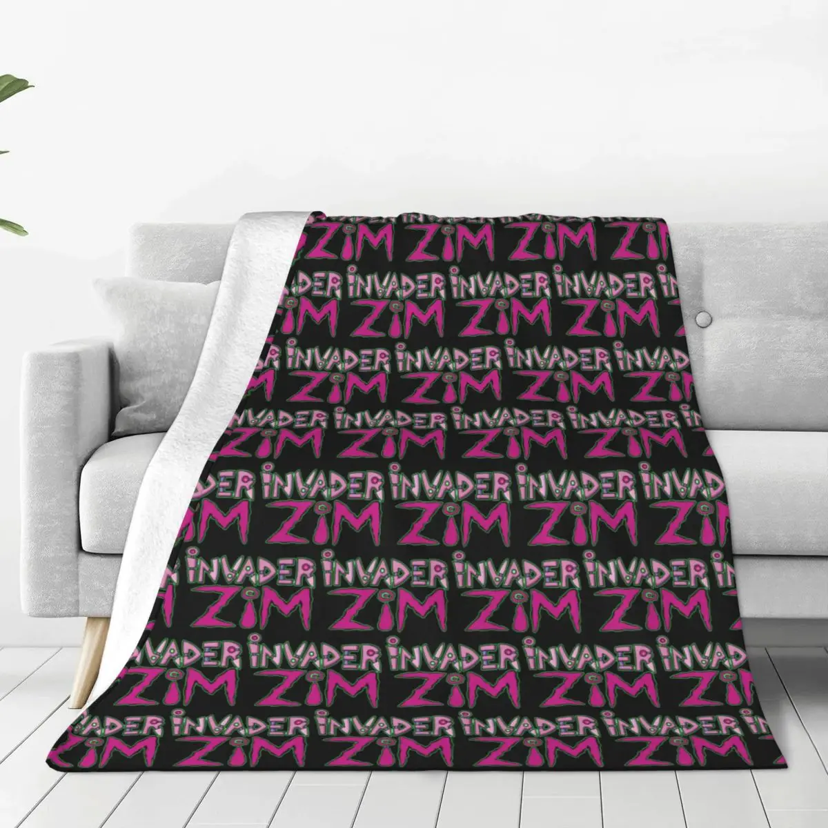 Custom I-Invader Z-Zim Cartoon Logo Blanket Soft Fleece Spring Autumn Warm Flannel Throw Blankets for Sofa Car Bed Quilt