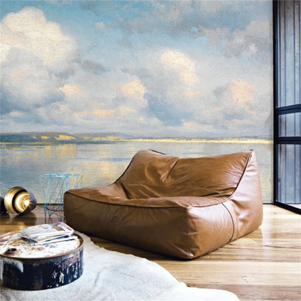 custom Cloud Wallpaper Art Internet Celebrity Studio Wallpaper TV Background 3D Wall paper Mural Retro Wallpaper home decoration