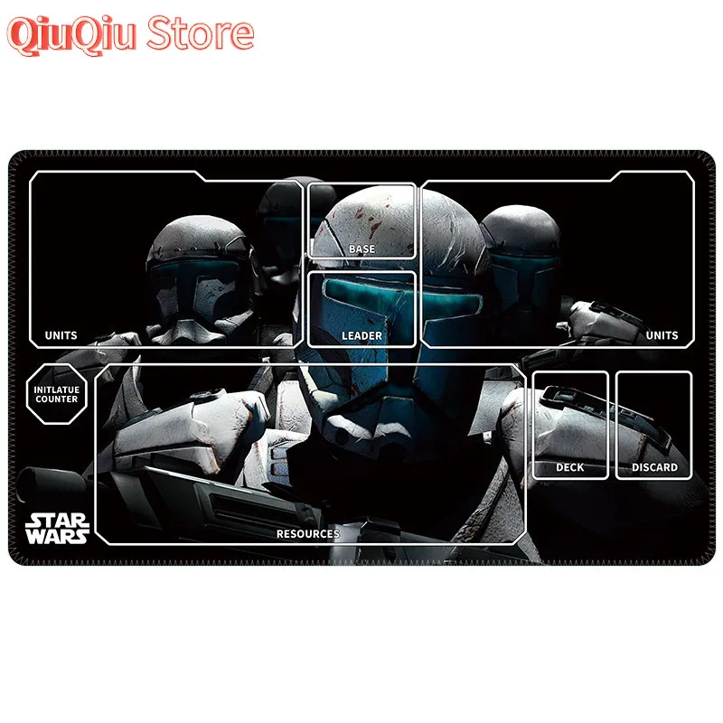 60x35x0,2cm Star WarsUnlimited TCG DIY Zubehör SPIEL Karte PlayMat Overlock Black Warrior Mandalorianer Sammlung Geschenk Spielzeug