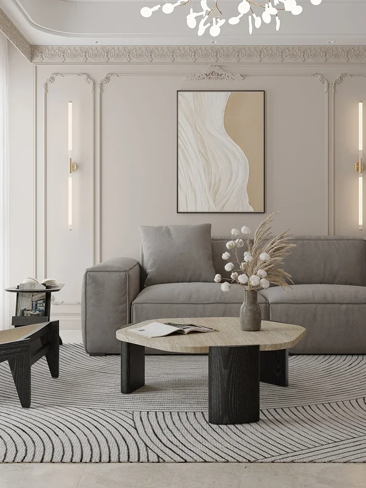 

Wind Tunnel Stone Tea Table Living Room Household Modern Simple Light Luxury Black