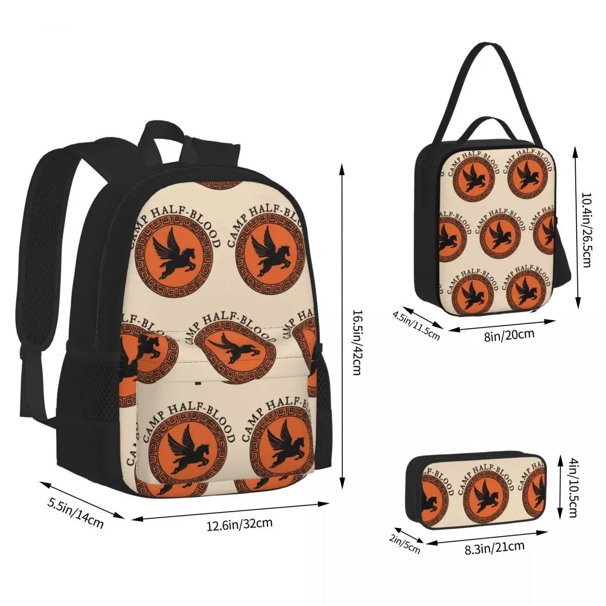 Camp Half Blood, Camp Half Blood Logo Active BackpacksChildren School Bags Kids Rucksack Lunch Bag Pen Bag Three-Piece Set