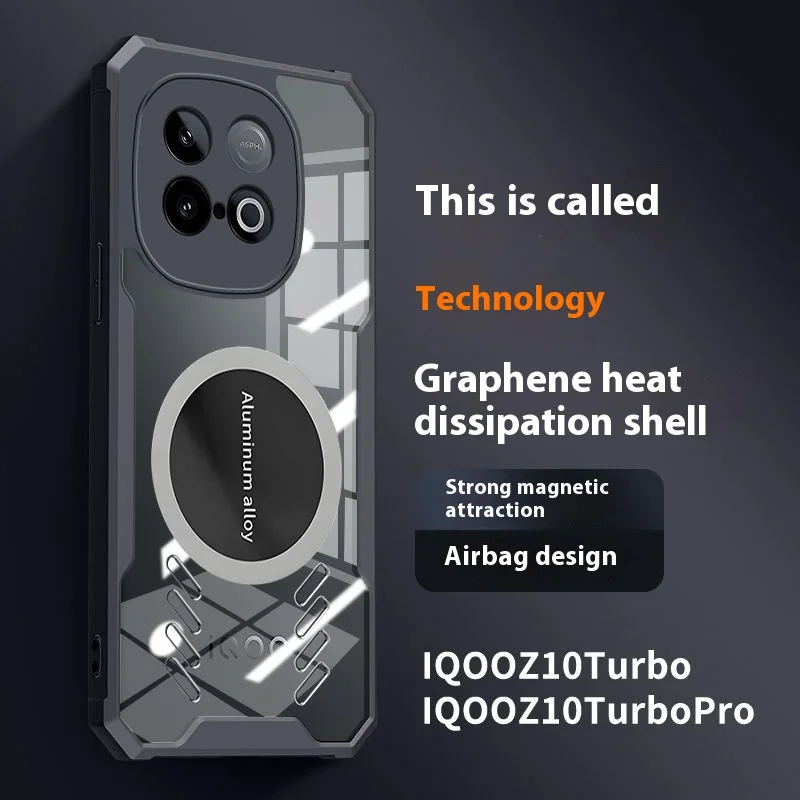 For iQOO Z10 Turbo Pro Case Luxury Graphene Heat Dissipation Transparent Back Cover For iQOO Z10 TurboPro Anti-Fall Bumper Funda