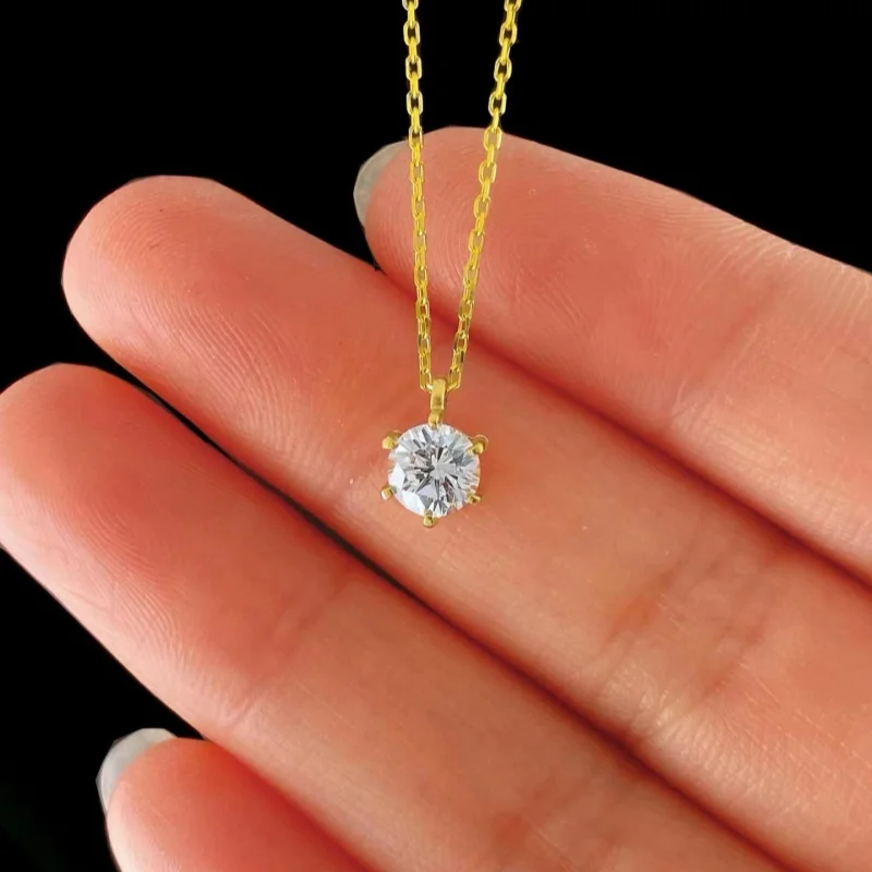 

925 Sterling Silver Necklace For Women 18K gold Plated 5A Zircon Pendant Necklace Real Money Sweet leisure noble quality Jewelry