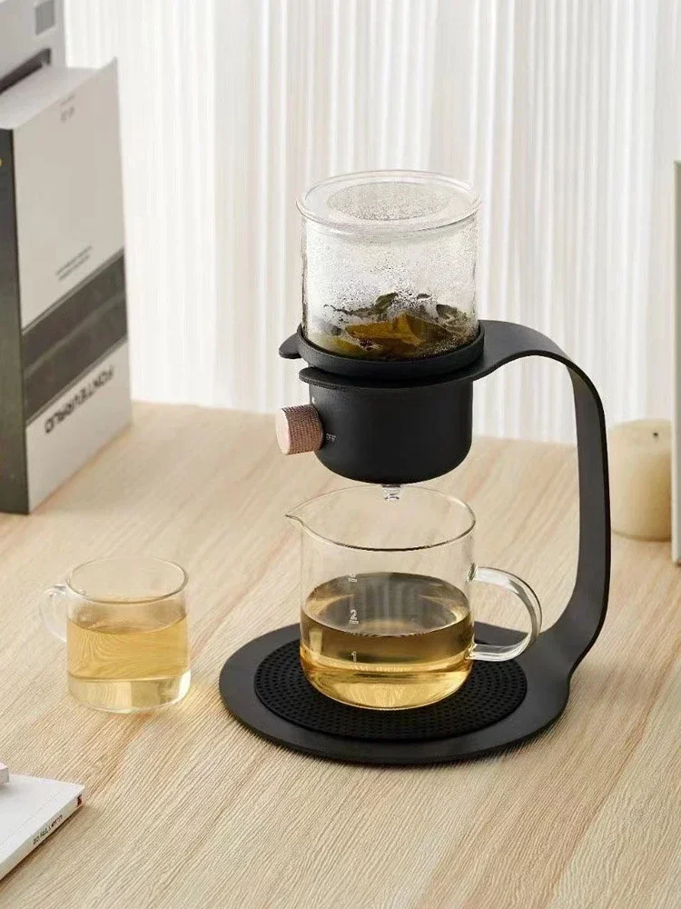 Office teapot glass teapot high temperature lazy tea artifact teapot home coffee brewing pot.