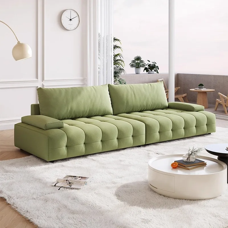 #Italian Minimalist Fabric Cream Style  Down Filled Soft Back Cushion Chenille Cat Scratch Resistant Living Room Sofa
