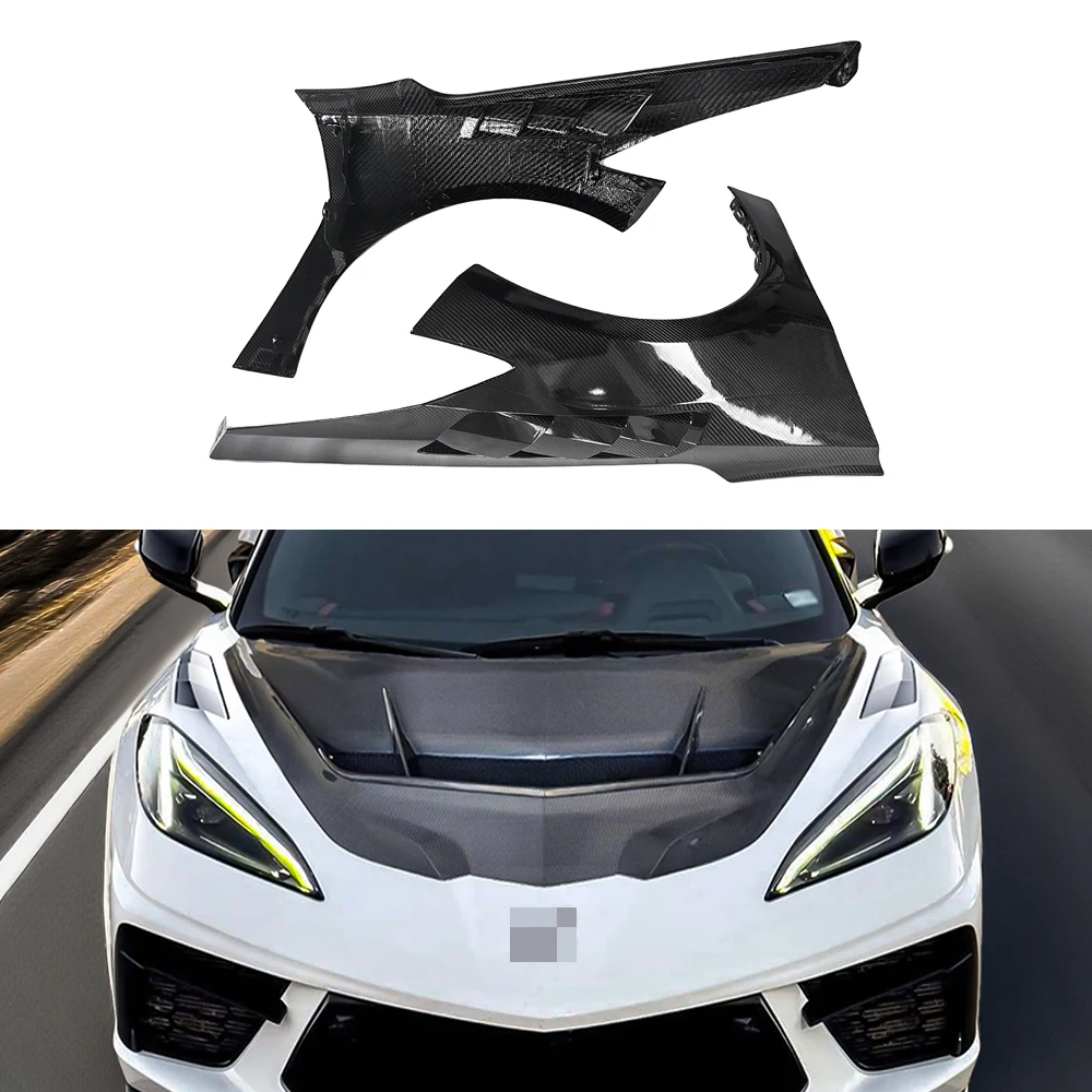 

High Quality DRY Carbon Fiber TLS Style Front Fenders Fit for C8 Corvette Stingray Z51 Front Side Fenders