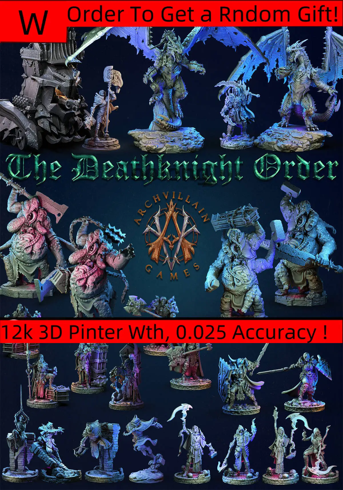 Dnd Miniatures Figures Death Knight Dragon Plague Emissary Hate Shadow Assassin DND Villain 3d Printing