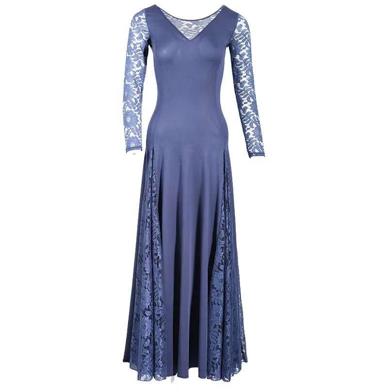 NEW Latin Ballroom Dance Dress Modern Waltz Tango Standard Lace Dress #S9010 evening dresses