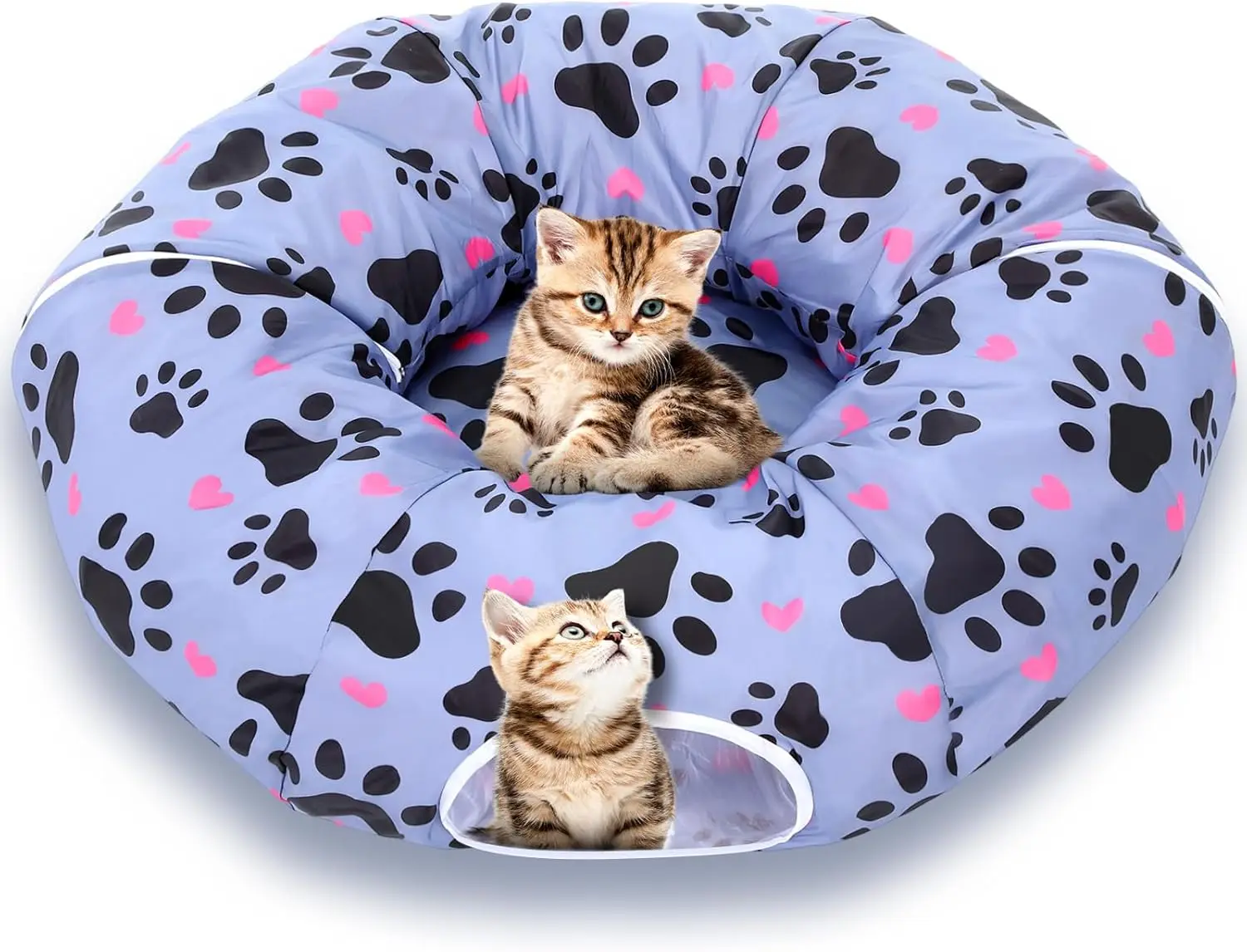 Cama túnel grande para gatos con bolas colgantes para gatos pequeños a grandes, diseño multifuncional de donuts, regalo de Navidad