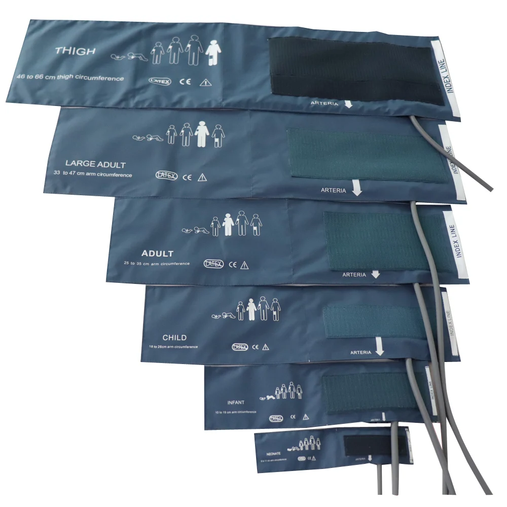 Blue Blood Pressure NIBP Cuff with Single Tube PU Leather Use with Mindray CSI Philips for Neonate Infant Child Adult THIGH