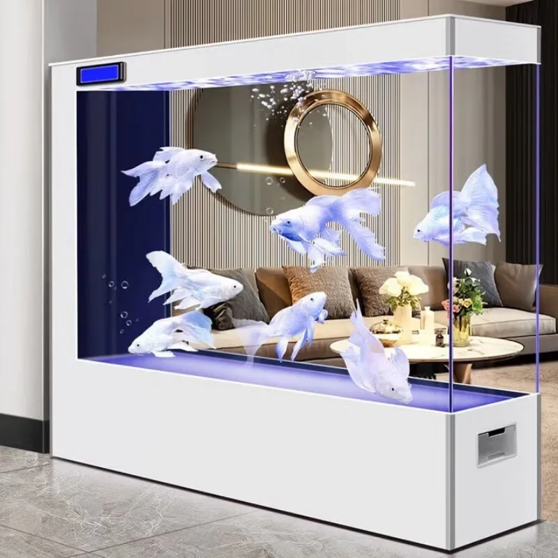 

Lazy automatic circulation filter ecological aquarium ultra-white glass fish tank, white side filter ultra-white glass 80x35x130