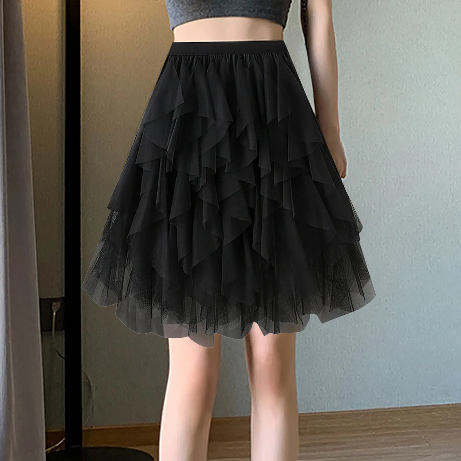 2024 Summer Women Vintage Tulle Skirt Short Tutu Mid Skirts Adult Fancy Ballet Dancewear Party Costume Ball Gown Mini Skirt