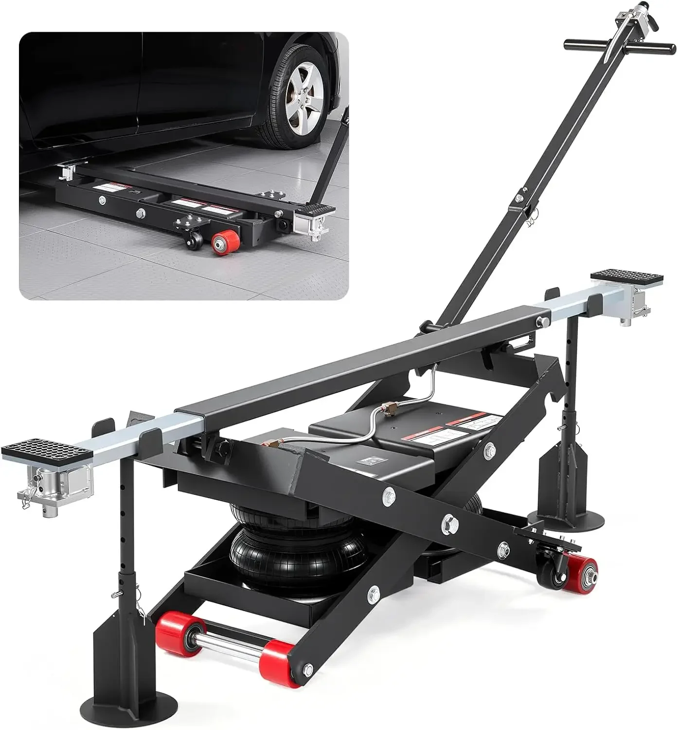 Air Portable Car Lift, 6613 lbs/3 Ton Capacity, 21.7 inch Max Height, Adjustable Portable Air Car Lift with Airbag, Support Stan