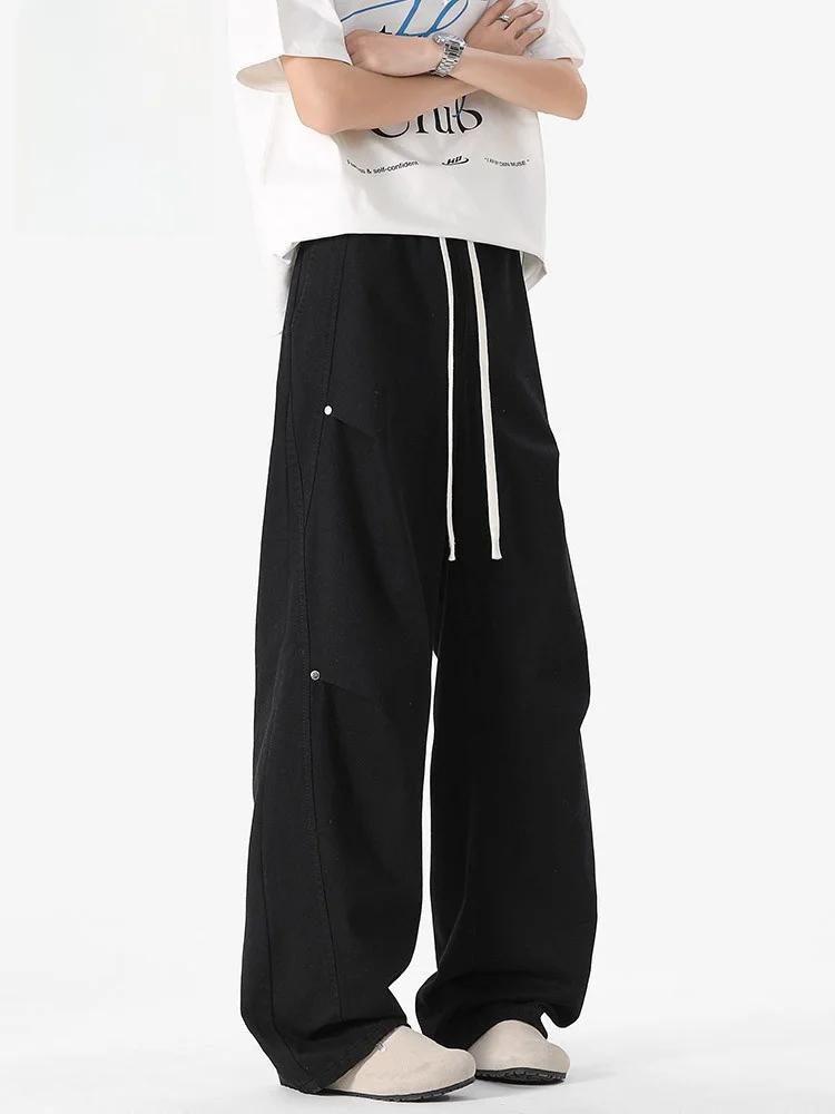 

True Weave американские ретро заклепки в стиле пэчворк из чистого хлопка прямые спортивные штаны мужские летние универсальные свободные широкие повседневные брюки