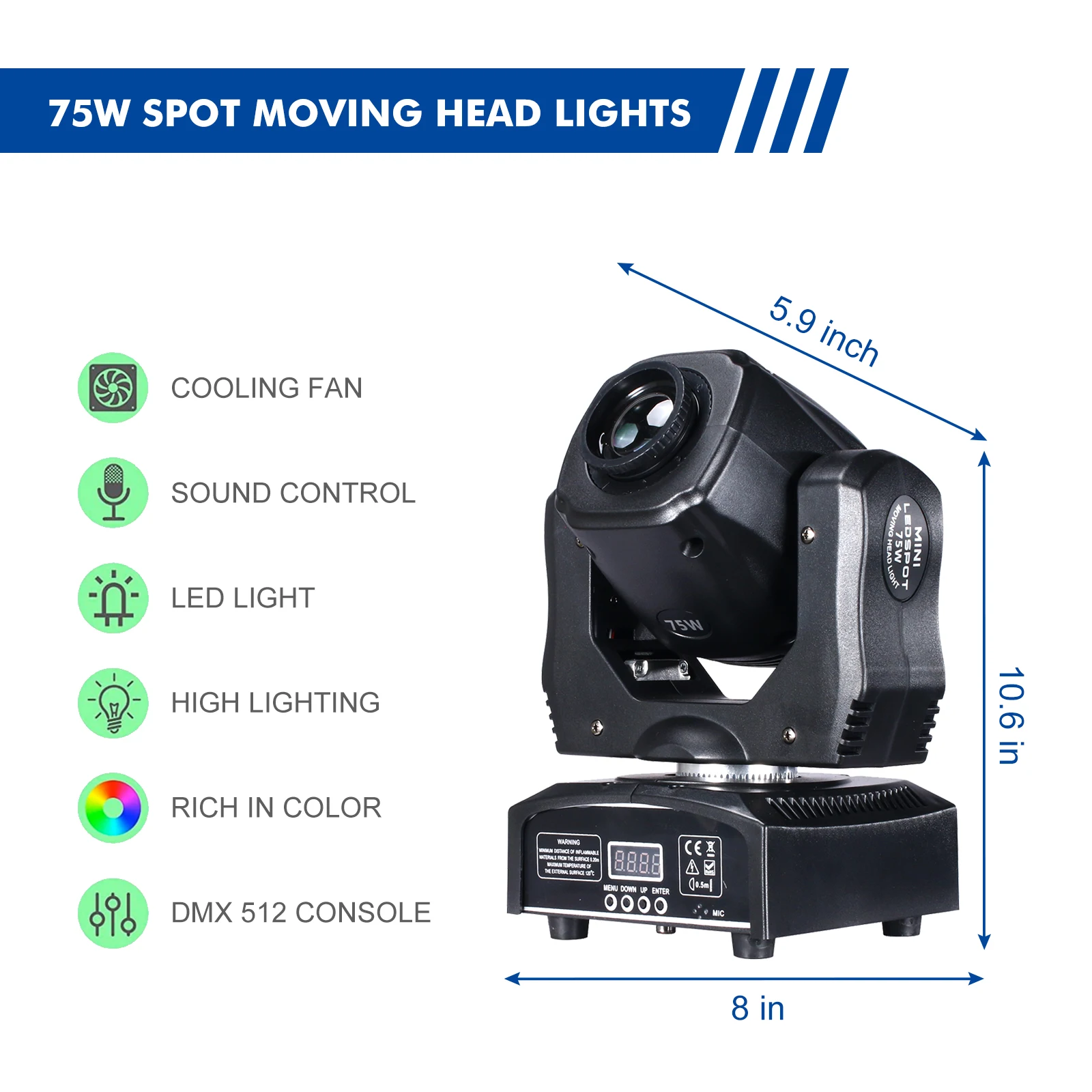 75 واط تتحرك رئيس ضوء LED بقعة Gobo/نمط دوران دليل التركيز مع وحدة تحكم DMX لجهاز العرض Dj ديسكو المرحلة الإضاءة #2