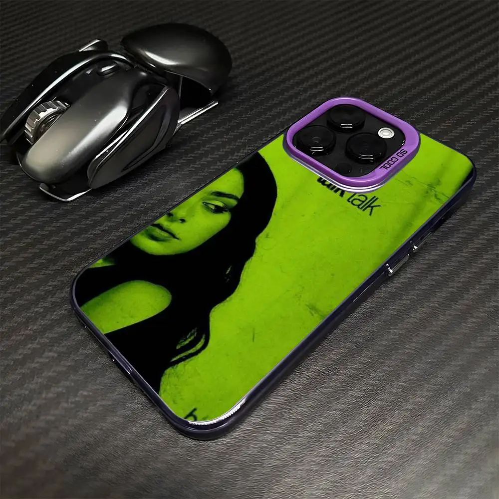 Cantor c-charli xcx braat capa de telefone para iphone17,16,15,14,13,12,11 pro max roxo colorido banhado a prata dentro da capa de telefone