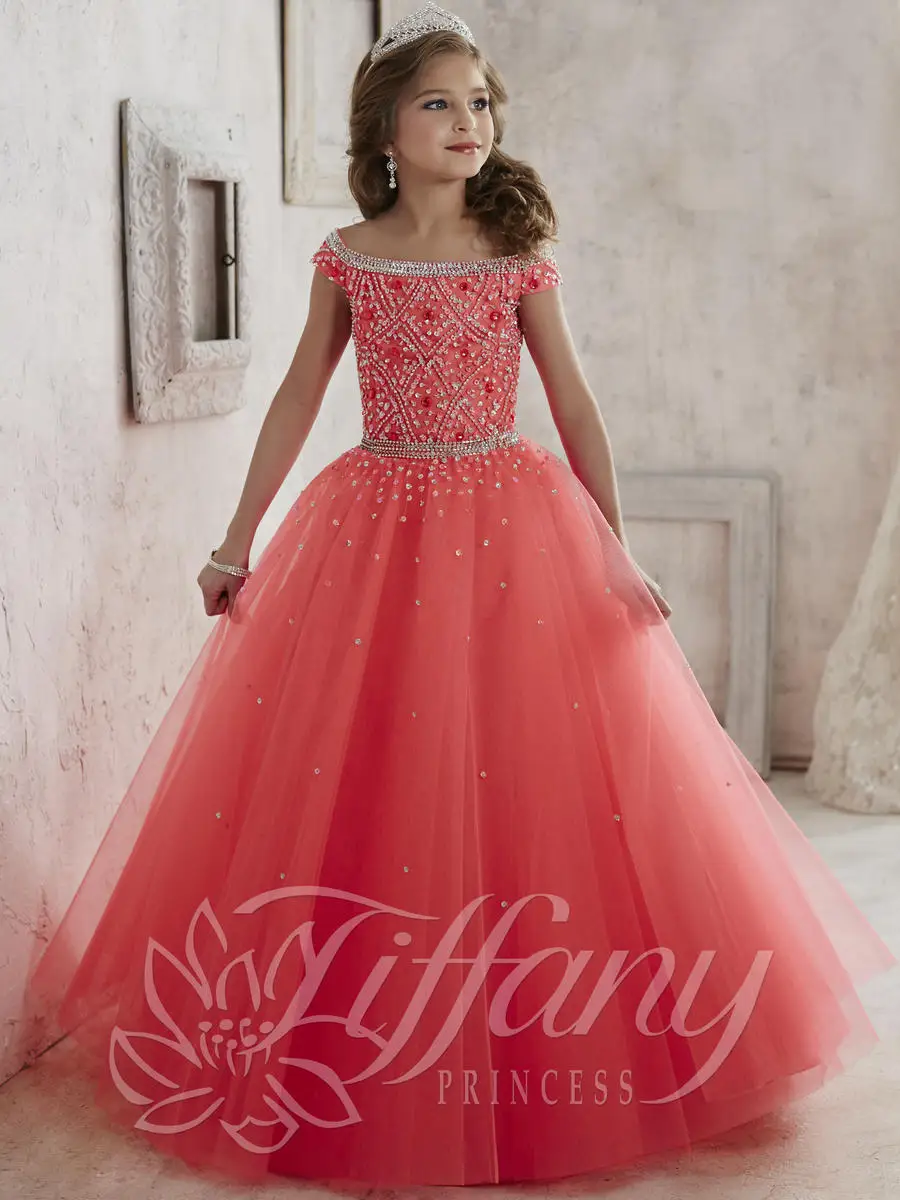 Buyevalue 2-14 Years Lace Tulle Flower Girls Dresses Festival Charm Wedding Party Pagent Ball Gown Communion Tzh97