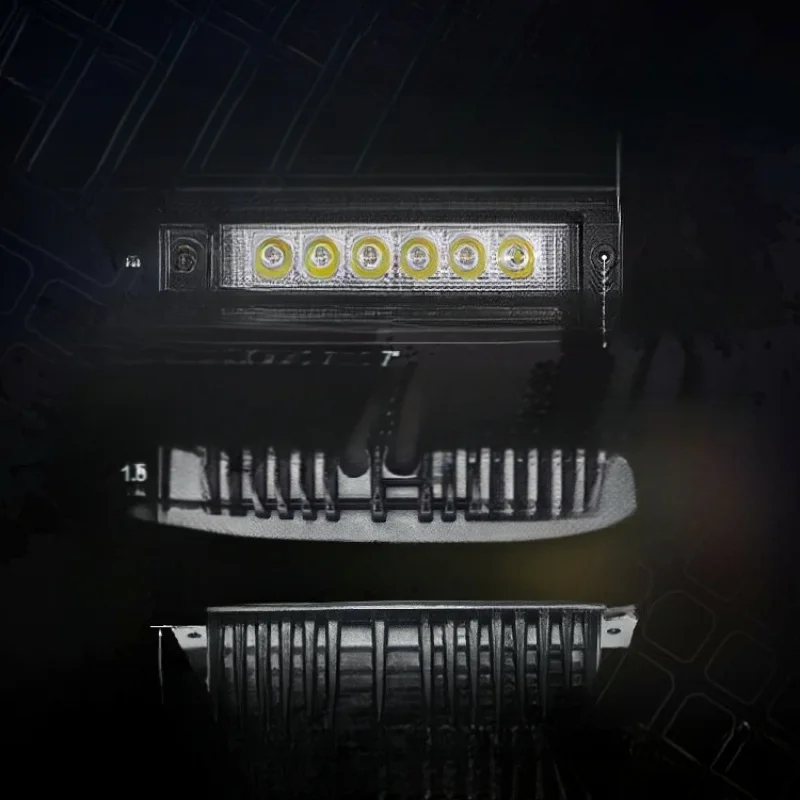 For Off-Road Vehicles Single-Row 18W LED Work Lights, 6-Bead Design with Simulated Light Cups, Multi-Use Inspection & Spotlights