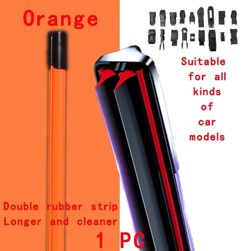 Orange Car Windshield Wiper blades Universal Soft Double layer Rubber Frameless Bracketless wipers 14