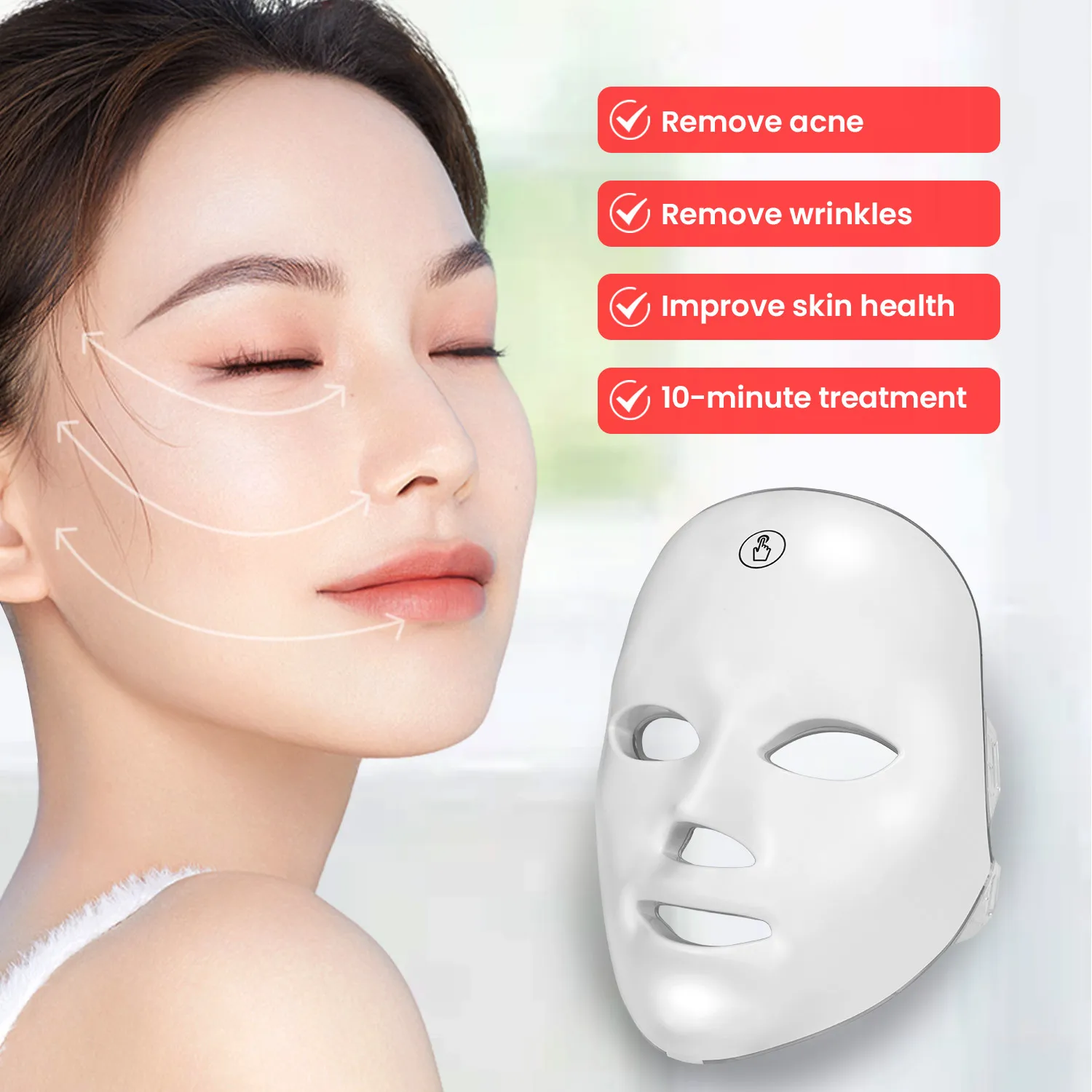 7-kleuren led-gezichtsmasker met nek rood lichttherapiemasker voor huidverstrakking Lifting Anti-aging Bio-Light Beauty Whitening Home