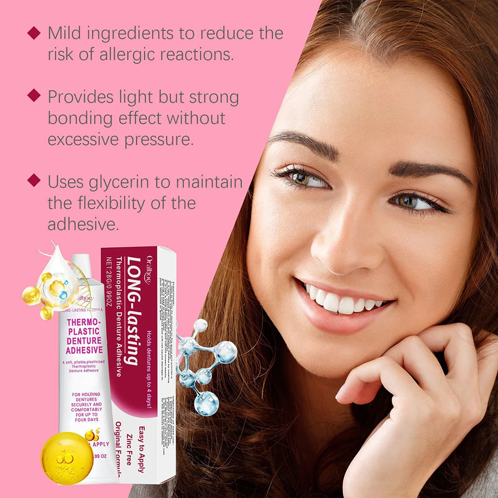 Thermoplastic-Denture Adhesive Super Grip Denture-Adhesive Cream Comfortable Secure Denture-Grip For Secure Hold For False Teeth
