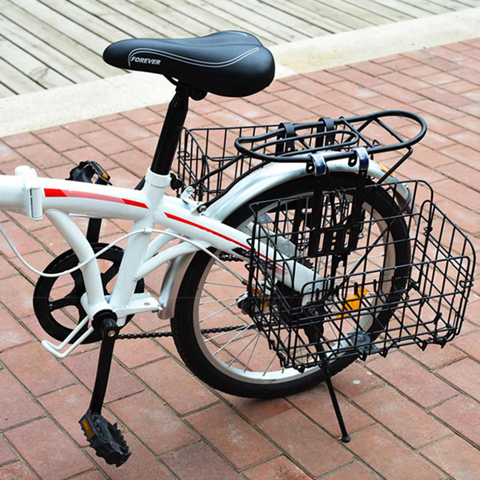 Bicycle Iron Rear Basket Easy to Installation Bicycle Storage Basket for Water Bottle Dolls and Toys
