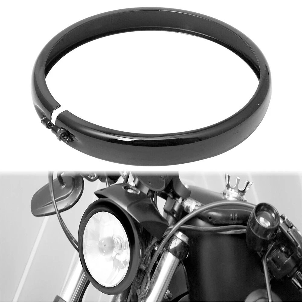 Motorrad Schwarz 5,75 ''Scheinwerfer Scheinwerfer Dekorieren Trim Ring Für Harley Sportster Iron 883 Dyna Softail Street Bob 2018-2021