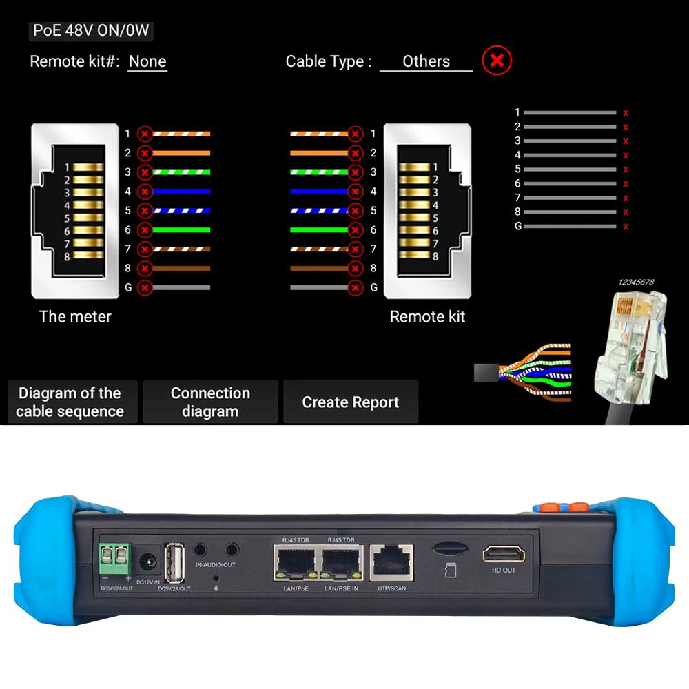 Imagem -03 - Noyafa-cctv Security Câmera Tester Ipc Tester com Saída Hdmi Poe Tester Tvi Ahd Cvi 8mp 7