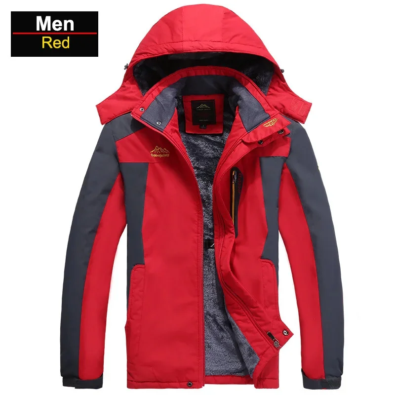 

Мужские водонепроницаемые походные куртки, зимние мужские ветрозащитные куртки, бархатные толстые теплые ветрозащитные меховые пальто большого размера