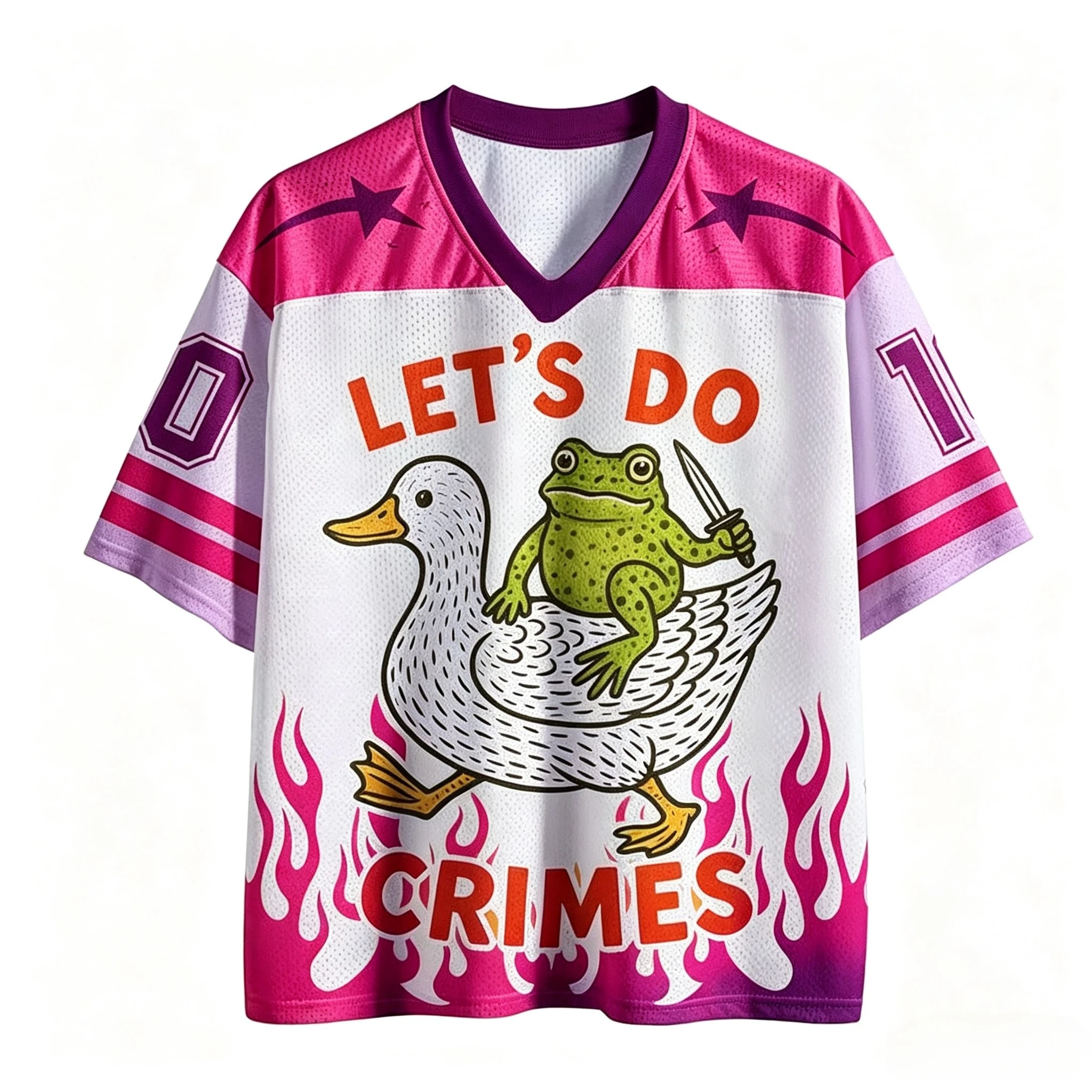 2026 Hot‑Sale Family‑Matching Funny Frog Ride Duck Letter Graphic V‑Neck Jersey Tee Y2K Harajuku Street Casual Short Sleeve Top