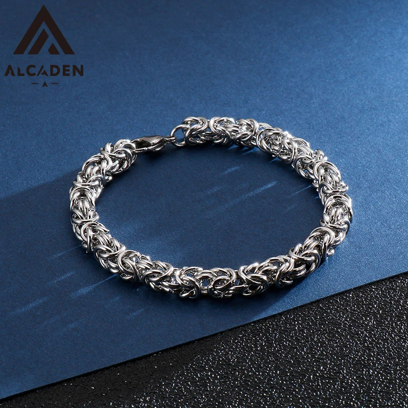 Vintage Woven 316L Stainless Steel Chain Bracelet, Hip Hop Unisex Sleek Minimalist Streetwear Handcrafted Jewelry Gift for Men