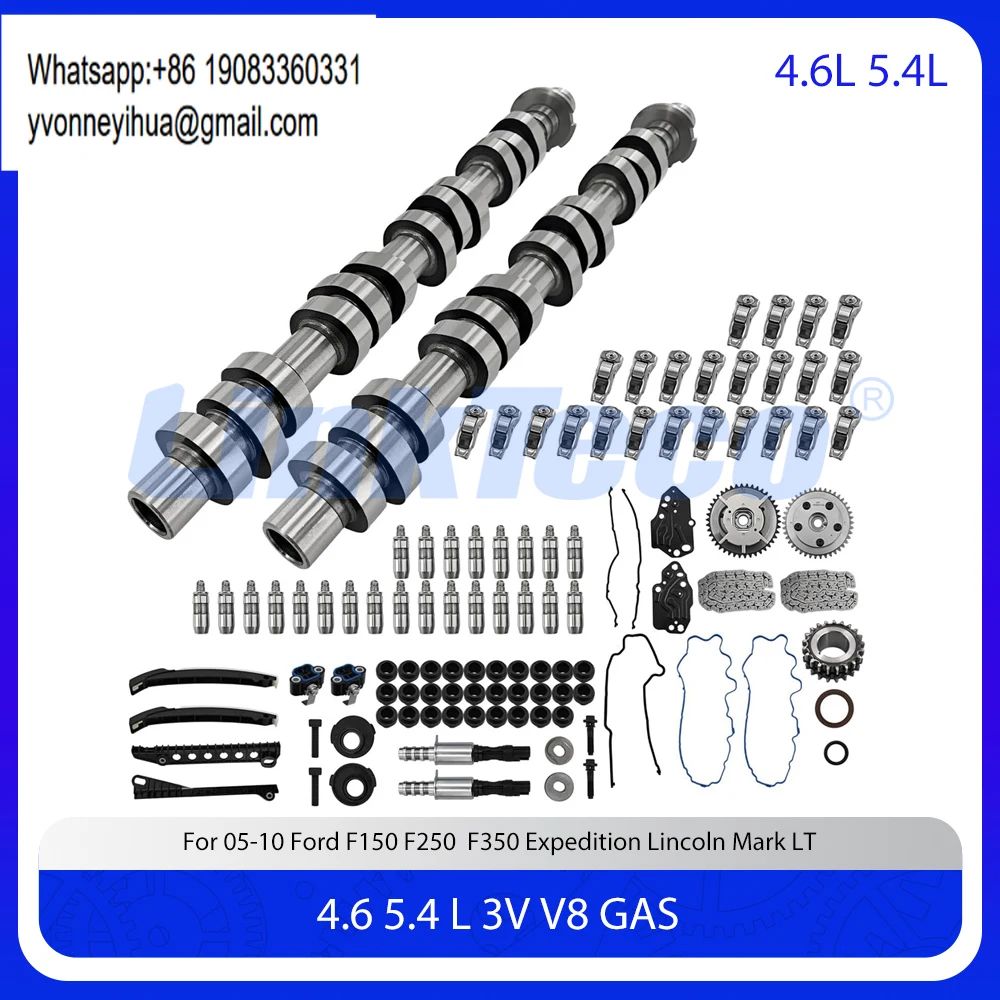 

Engine Left & Right Camshafts Lifters Rocker Arms Timing Chain Phasers Kit Fit 4.6 5.4L V8 For 05-10 Ford F150 Lincoln 4.6L 5.4L