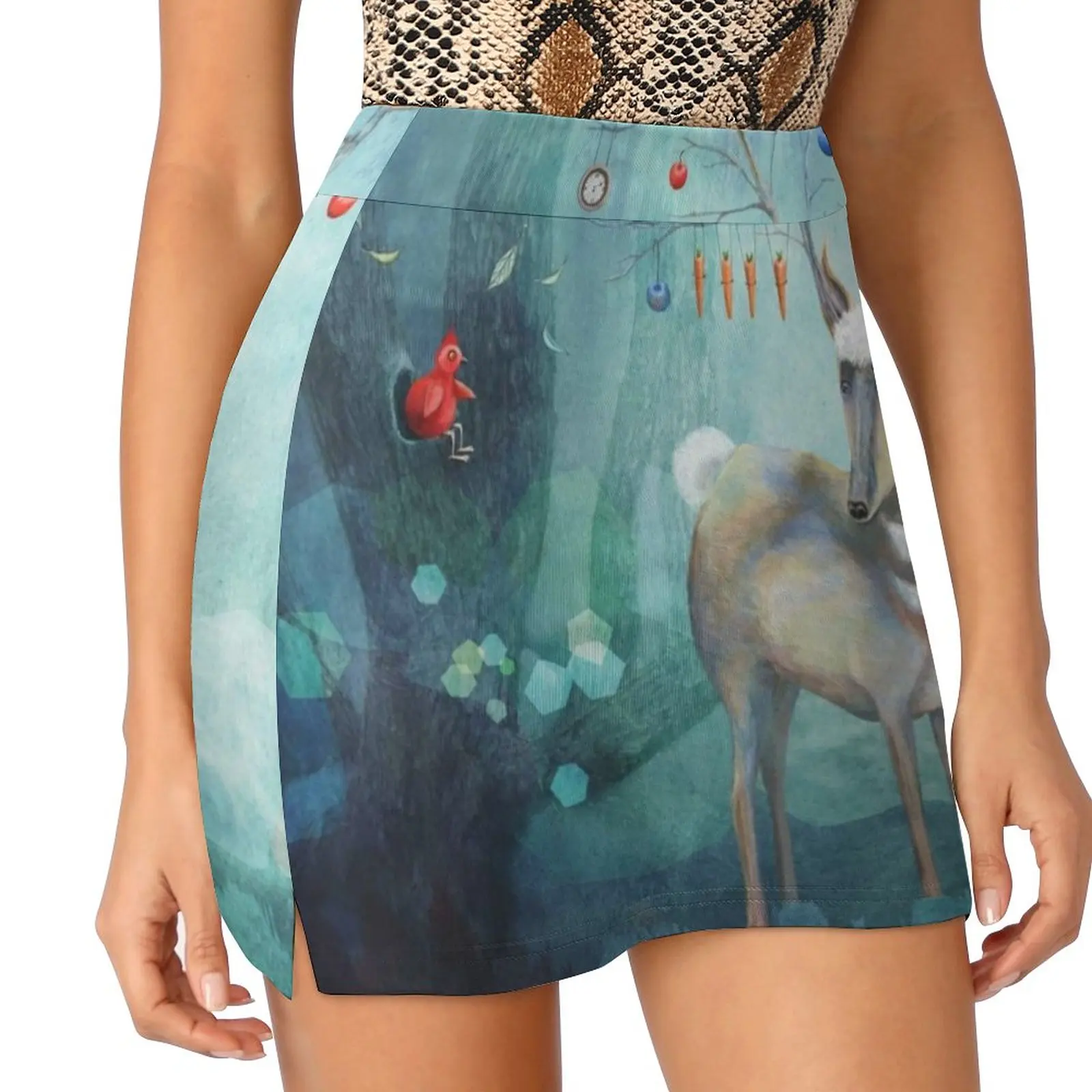 

Where Will You Go  Women's skirt With Pocket Vintage Skirt Printing A Line Skirts Summer Clothes Animal Birds Antlers Forest