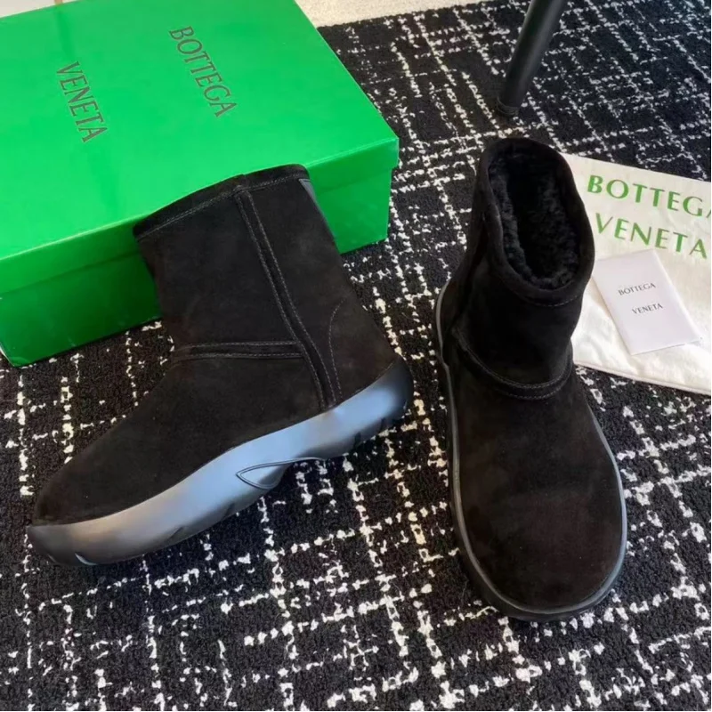 أحذية الثلوج المصنوعة من الصوف الحقيقي المريح المصنوع من الجلد الطبيعي للنساء أحذية شتوية مبطنة بالصوف السميك والنعل السميك #4