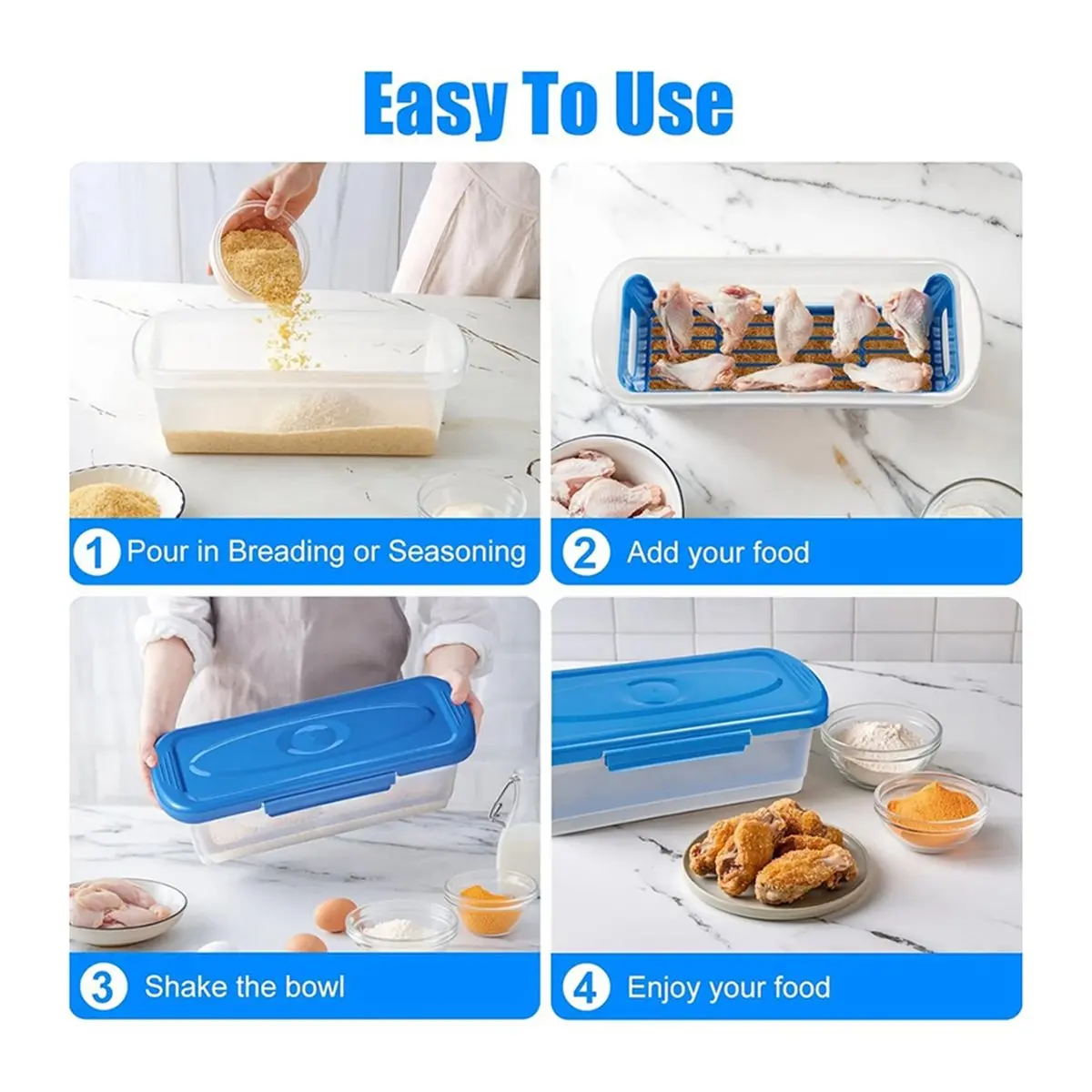 Batter Bowl with Lid, Fish Batter Shaker, Better Breader Shaker Bowl with Breading Tray, Batter Bowl with Lids Shaker