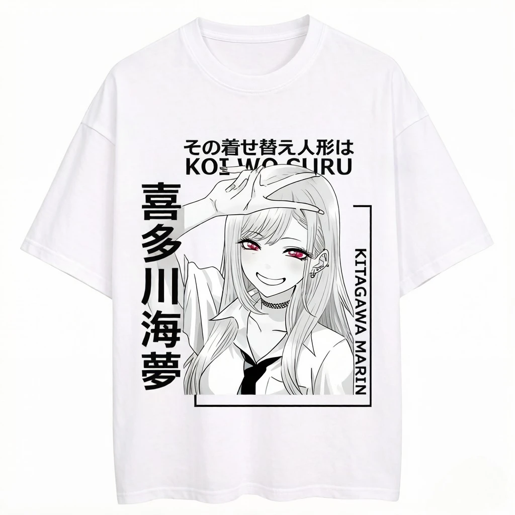 New My Dress-Up Darling Kitagawa Marin Anime T-shirt Suitable for All Seasons High Quality Oversized Unisex Hot Product Couples