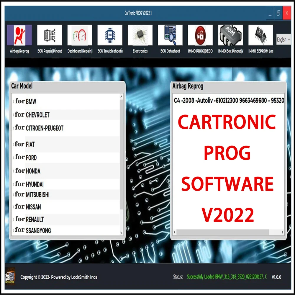 

CARTRONIC PROG SOFTWARE V2022 Support Almost All Vehicles Advanced Automotive Application ECU Repair Datasheet Air-b-a-g Reset