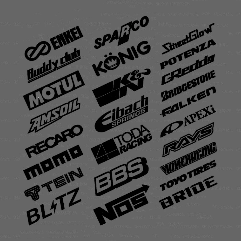 Random 13pcs Racing Sponsor Logos Set Reflective Car Stickers Racing Turbo Drift Vinyl Decal