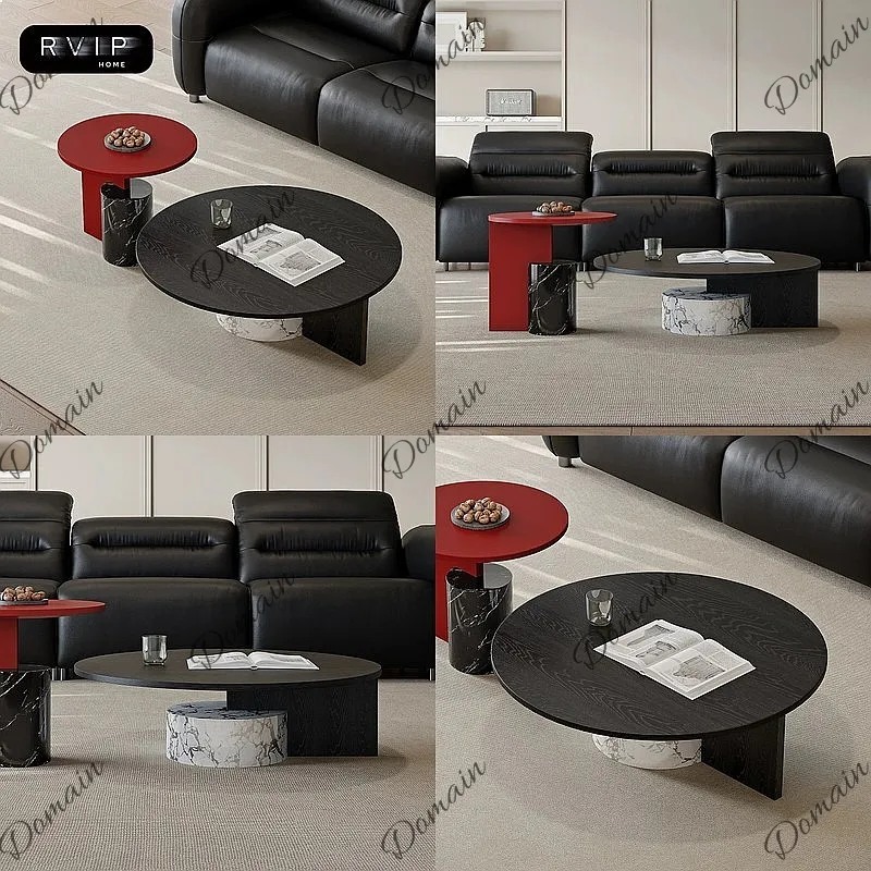 Italian Minimalist Designer Coffee Table Classic Contrast Color Retro Low Table Art Small Apartment Advanced Wabi-sabi Style
