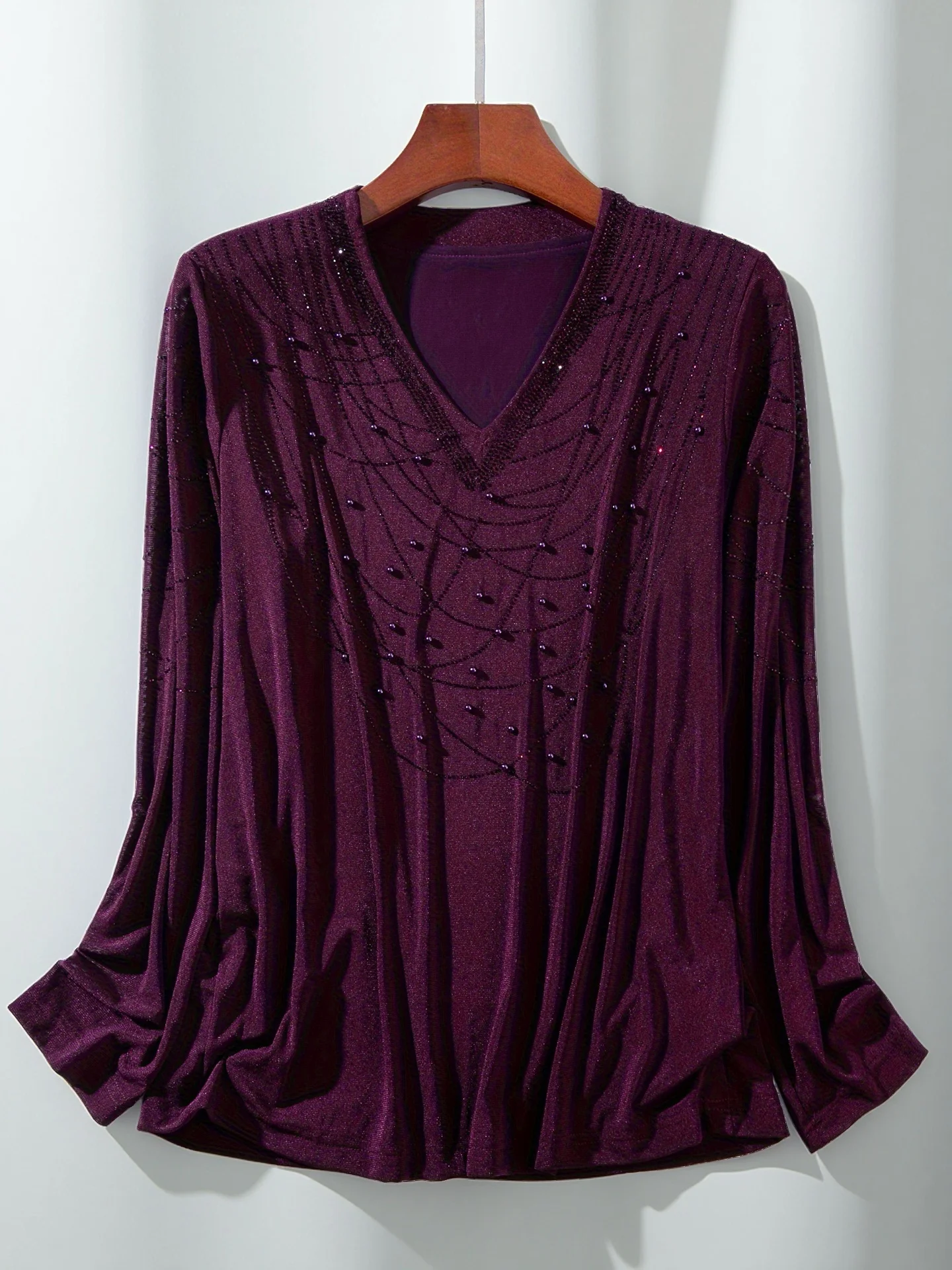 قميص أظافر جديد رائع على الطراز الغربي للصناعات الثقيلة متعدد الاستخدامات برقبة على شكل حرف V - تصميم عصري بأكمام طويلة لتقليل العمر #1