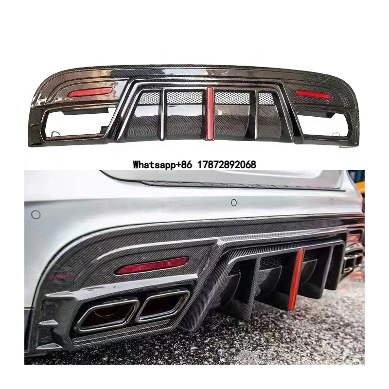 

For GLA-Class GLA45 X156 2016-2019 Carbon Fiber X156 GLA45 LED Light Rear Diffuser Rear Bumper Splitter Spoiler