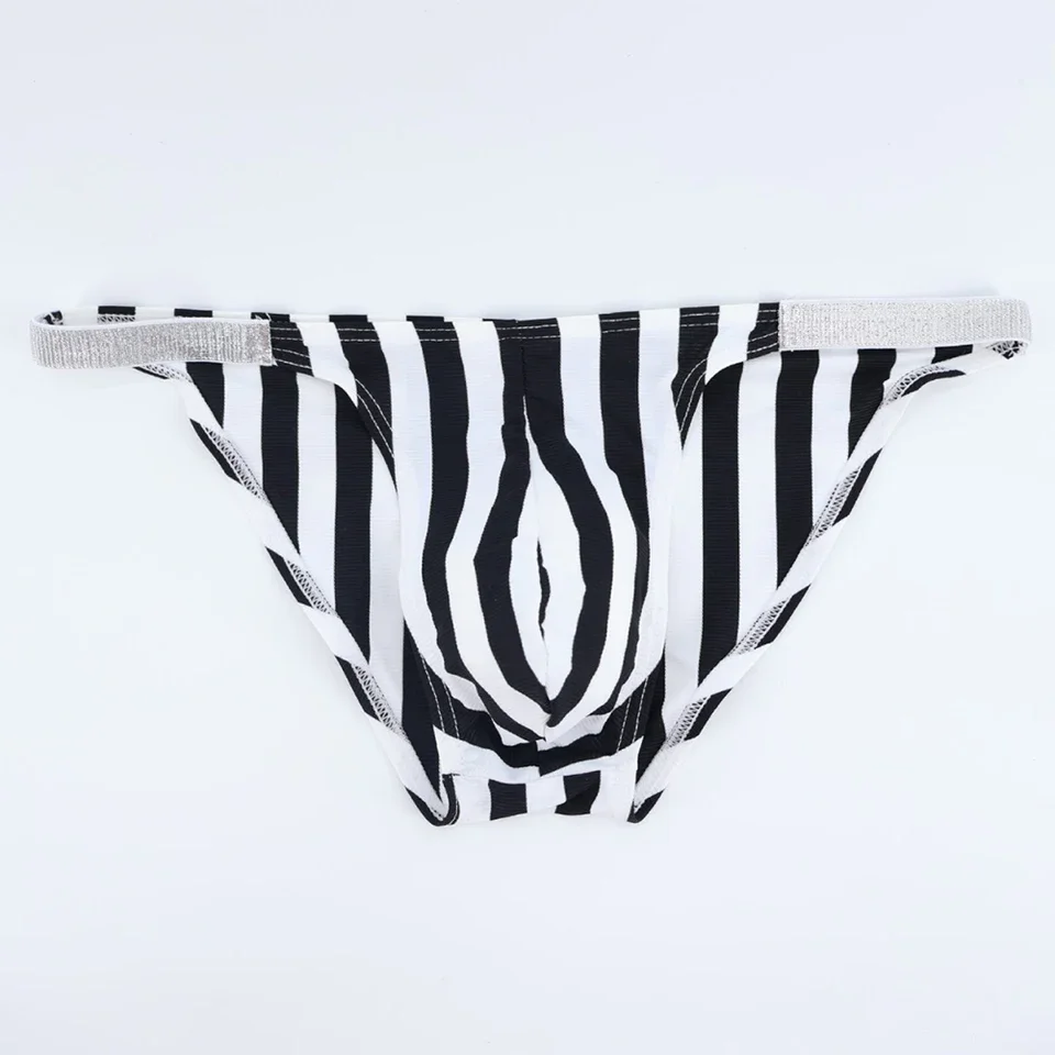 1pc Men Sexy VS Thong Shaping Breathable Soft Briefs Stripe Low Waist Underwear Comfortable Shaping Underpant Male Hot Briefs