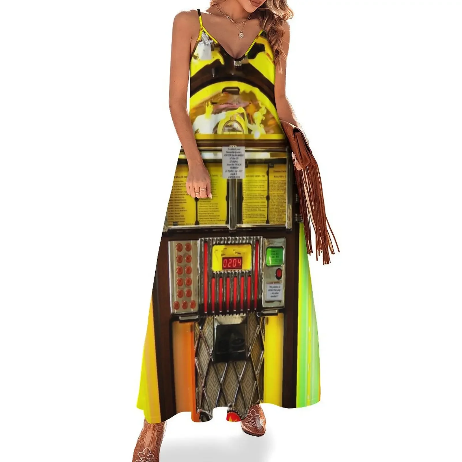 

Rock and Roll Vintage Jukebox Sleeveless Dress Women's skirt women long dresses Dress