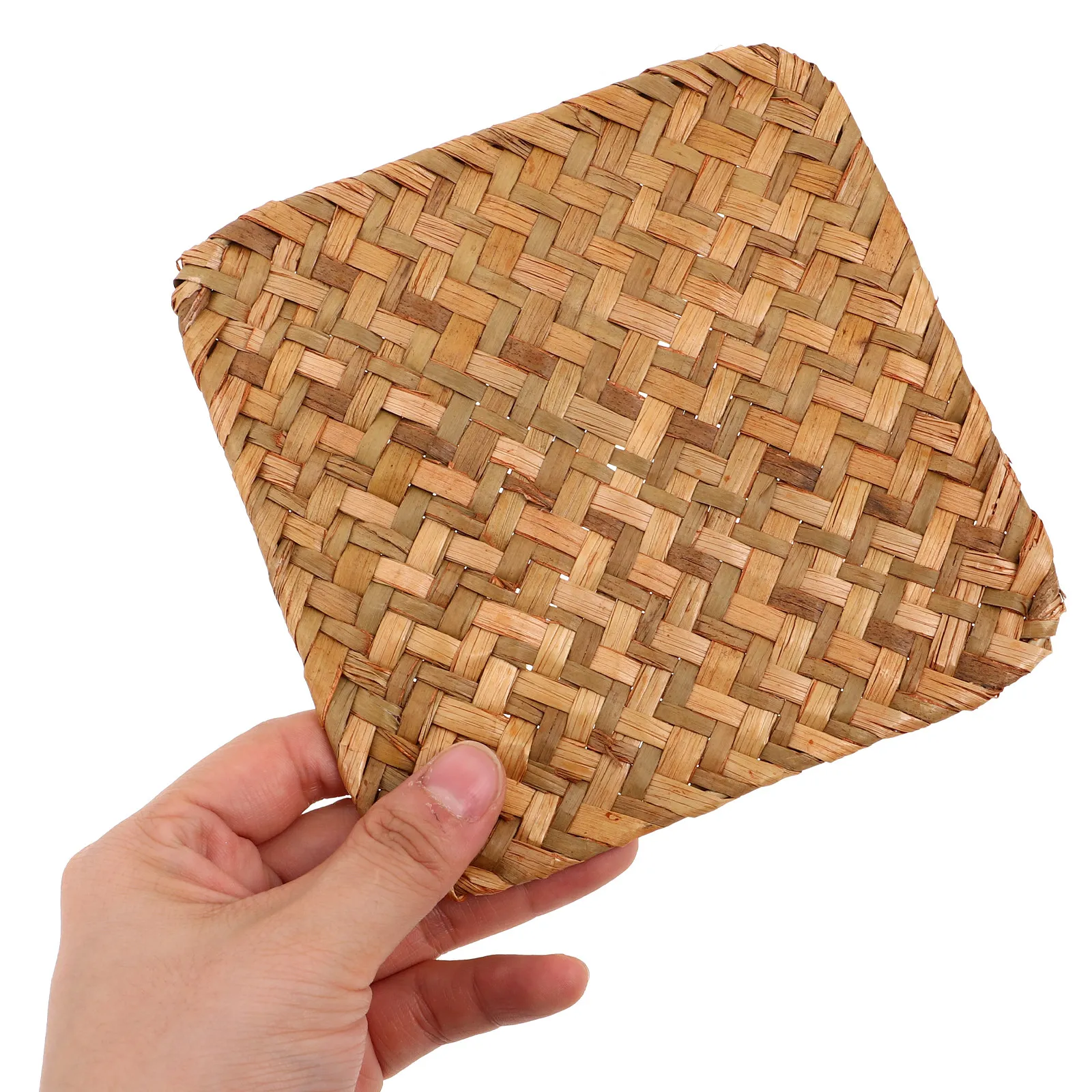 Seagrass Placemat 14x14 Cm Retro Style Woven Table Mat Heat Insulation Non-Slip Drink Mug Pad Kitchen Dining Table