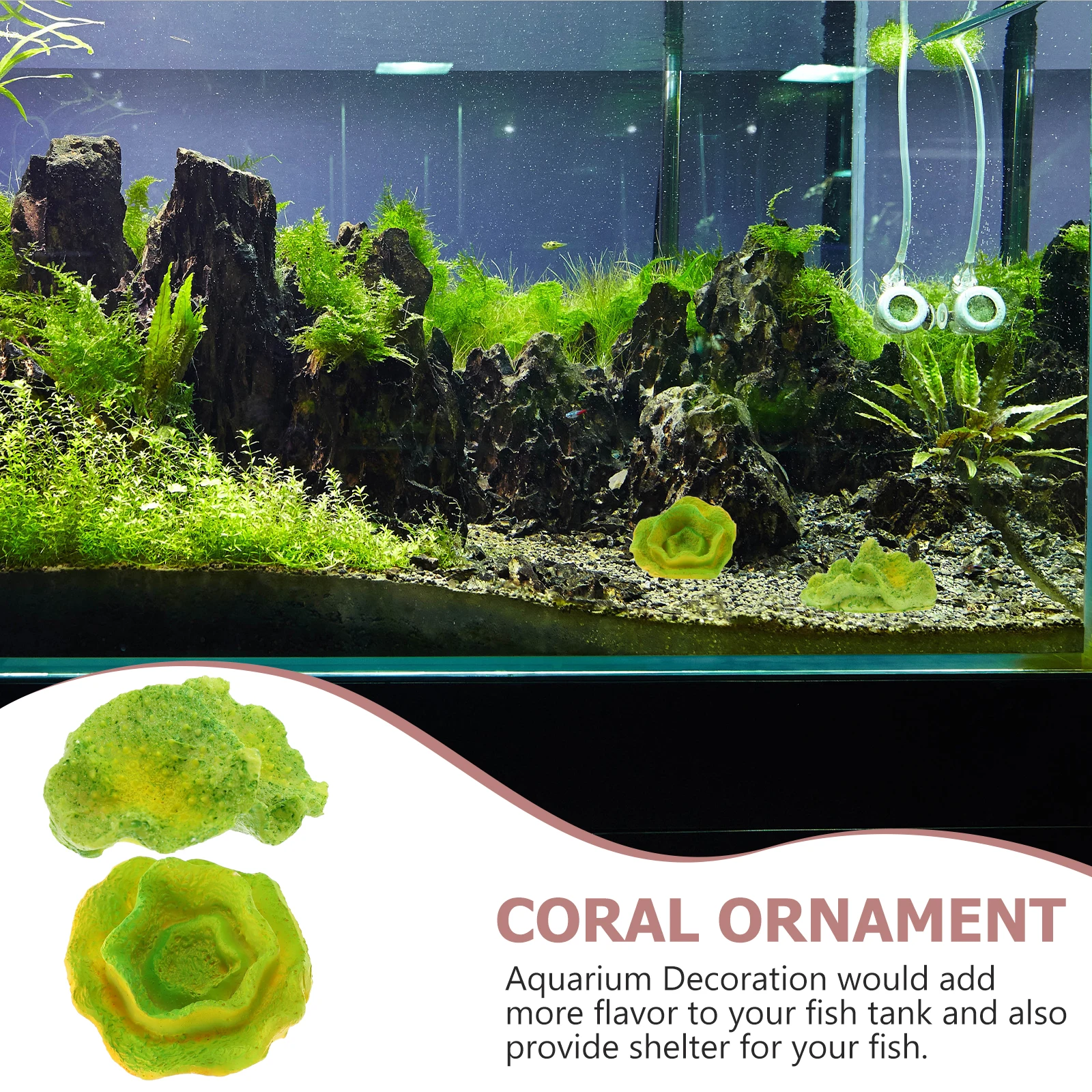

2Pcs Fish Tank Decoration Resin Coral Ornament Aquarium Adornment Safe for Fresh Salt Water Floating Aquarium Plants