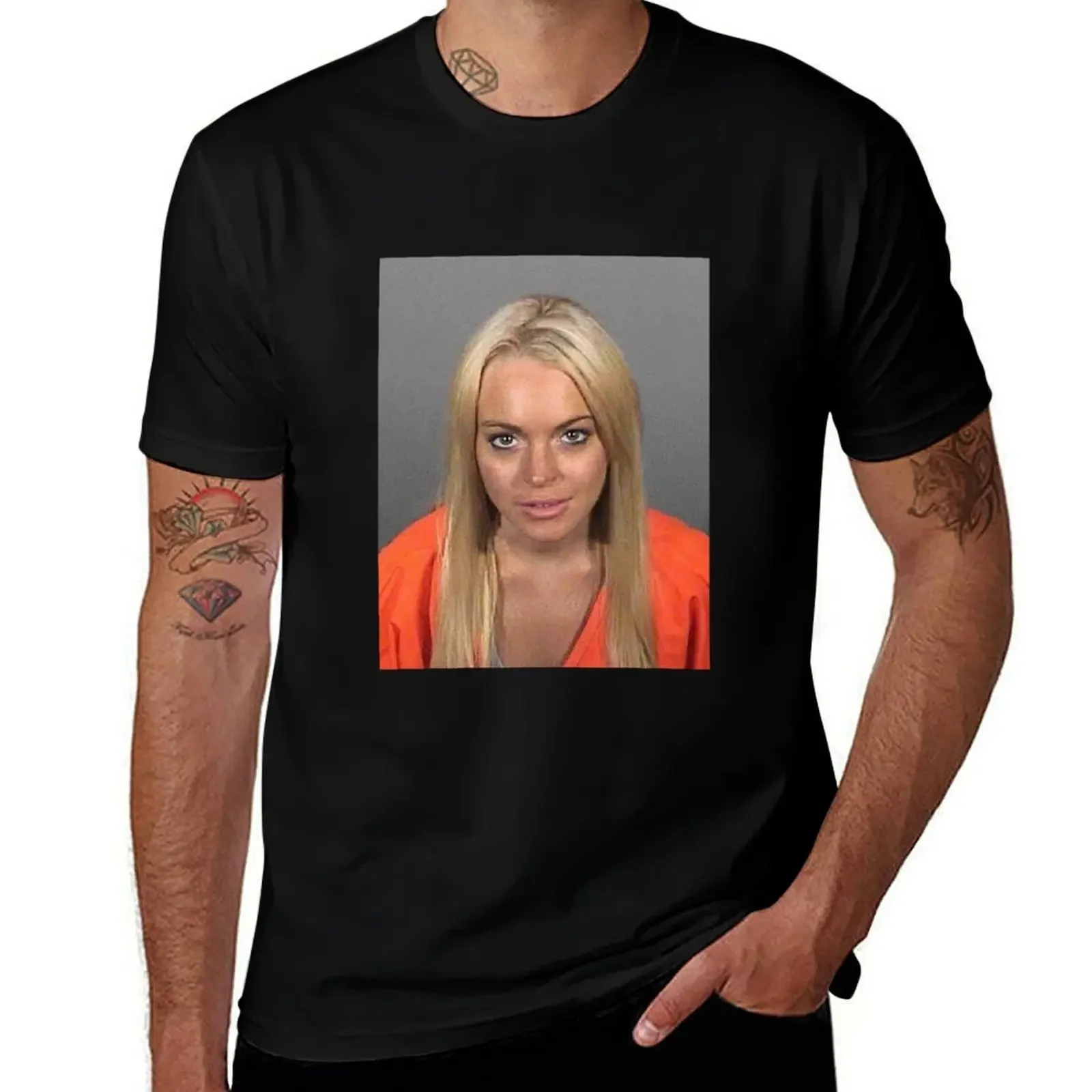 

Lindsay lohan iconic mugshot T-Shirt heavyweights graphic t shirt vintage oversized t shirt outfits for men