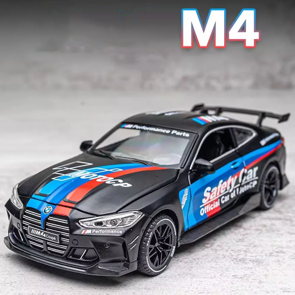 

Модель спортивного автомобиля M4 в масштабе 1/32, игрушечная металлическая литая 4 дверь из сплава, открывающаяся, со звуком раньше, фотоавтомобиль для детей, коллекция подарков