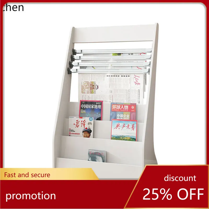 CZ Office Newspaper Rack Wooden Book Rack Magazine Floor-standing Newspaper Storage Rack
