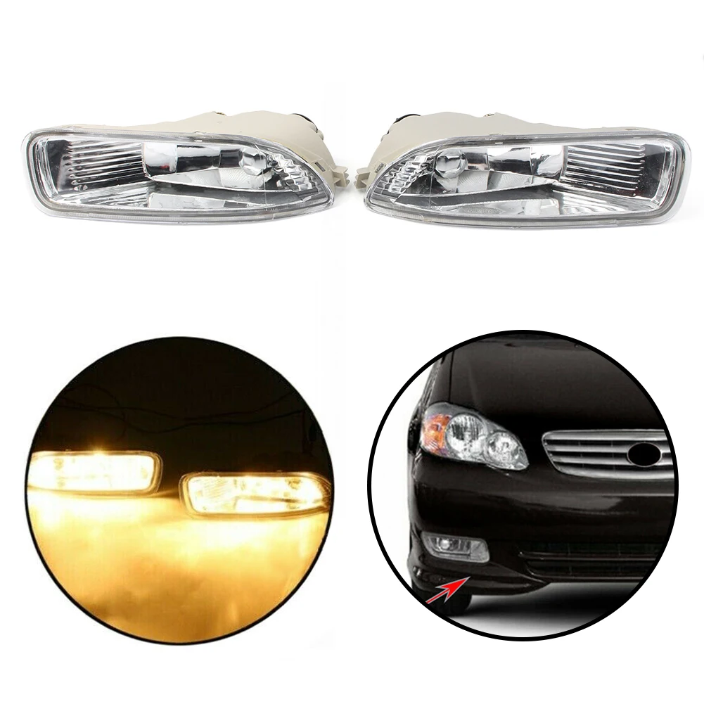 2Pcs Car Fog Light Clear Lens Lamps Daytime Runing Lights w/ Bulbs For Toyota Corolla 2003 2004